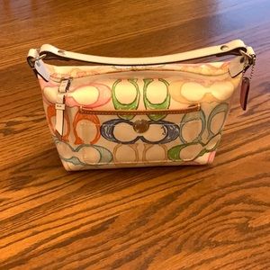 COACH small white purse with colorful logos